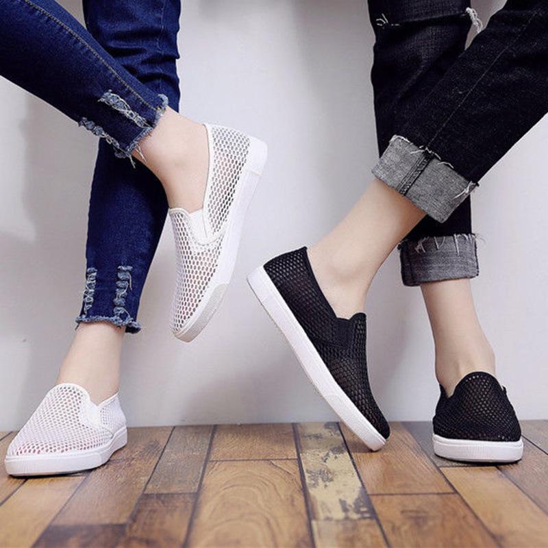 Summer Mesh Breathable White Shoes Female One-foot Flat-soled Student Net Shoes Sports and Leisure Korean Sneakers Old Beijing Women's Shoes