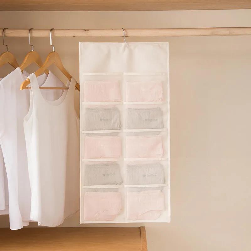 Oxford Cloth Underwear Storage Bag Panties Hanging Bag Wall-mounted Bra Socks Storage Bag Wardrobe Dormitory Hanging Storage Moisture-proof Bag