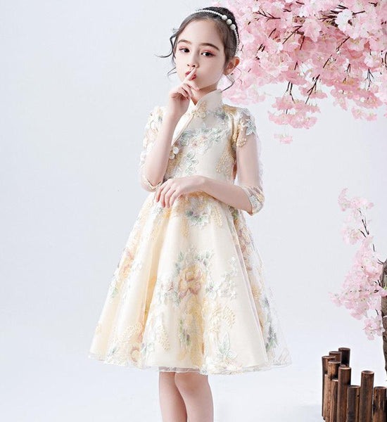 Girls Dress Cheongsam Chinese Style Improved Hanfu Children Princess Dress Girl Skirt Dress Summer