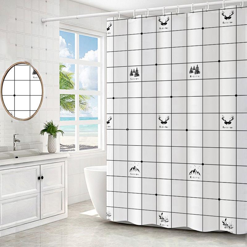 Toilet Waterproof Shower Curtain 150*200cm Perforated Waterproof and Mildew-proof Bathroom Partition Curtain Toilet Waterproof Curtain