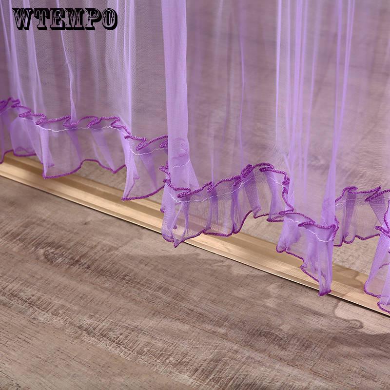 WTEMPO Lace Spinning Mute Anti-mosquito Long Curtain Free Punching Telescopic Rod Curtain Bedroom