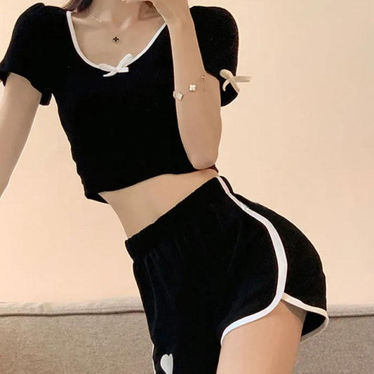 Women's Love Embroidery Sports Shorts Casual Home Short Pants Ins Summer Thin Section Loose Wide-leg Shorts girls cute shorts