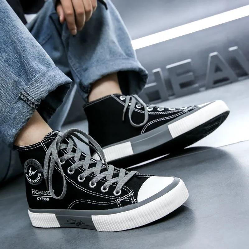 Canvas Men's Shoes High-top Trend All-match Youth Casual Sneakers Summer Breathable Cloth Shoes Trendy Shoes