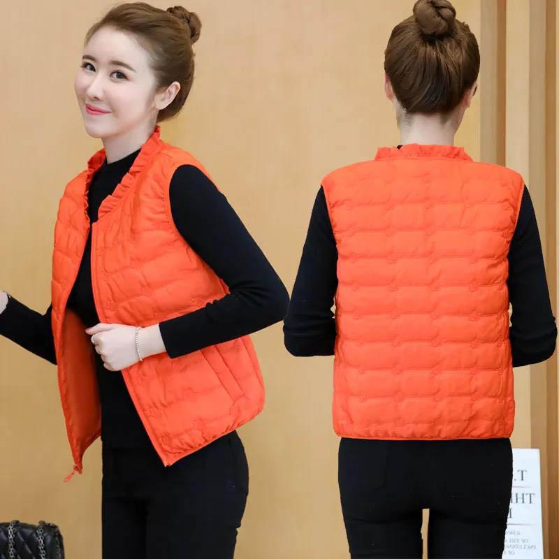 Women's Down Cotton Waistcoat Short Lightweight Thin Autumn and Winter Waistcoat Waistcoat Jacket