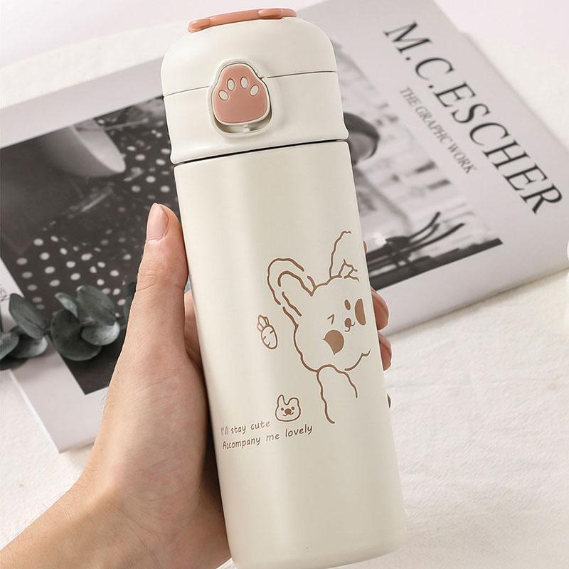 Straw Thermos Cup Male and Female Students Korean Version of Large-capacity 304 Stainless Steel Children's Water Cup Vacuum Flasks