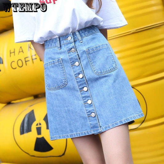 Hole Skirt Women High Waist Irregular Edges Denim Mini Casual Pencil Jeans