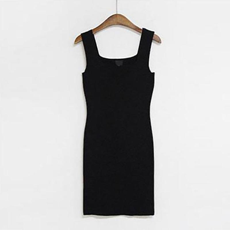 Sling Dress Women Spring and Summer Knitted Square Neck Dress Tight-fitting Hip Bottoming Vest Skirt Summer Sleeveless Short Dress