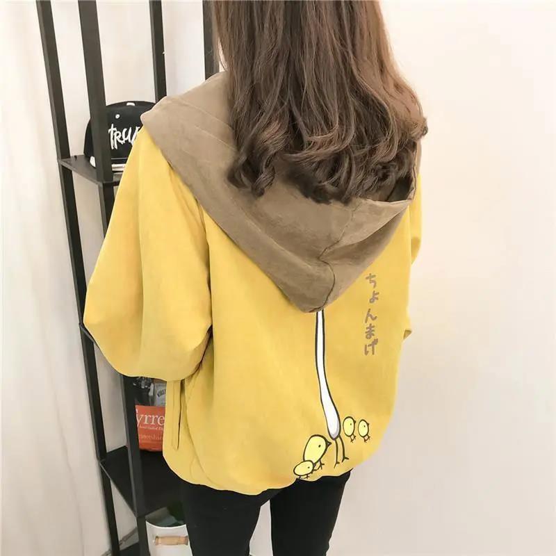 Spring and Autumn Hooded Casual Windbreaker Loose All-match Baseball Uniform Jacket Women