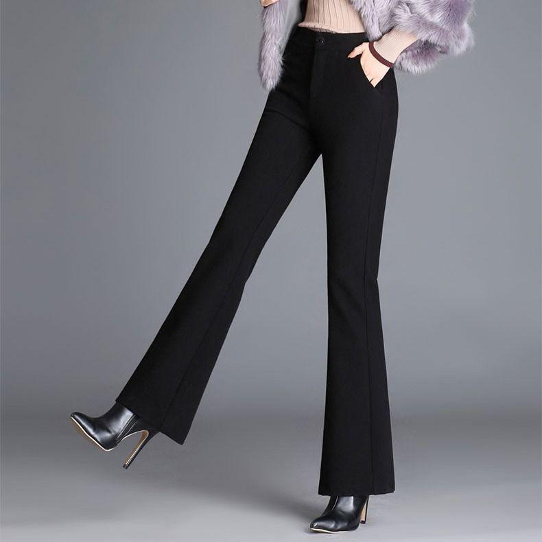 Autumn Winter Woolen Trousers Female High Waist Flared Pants Casual Straight Hanging Trousers