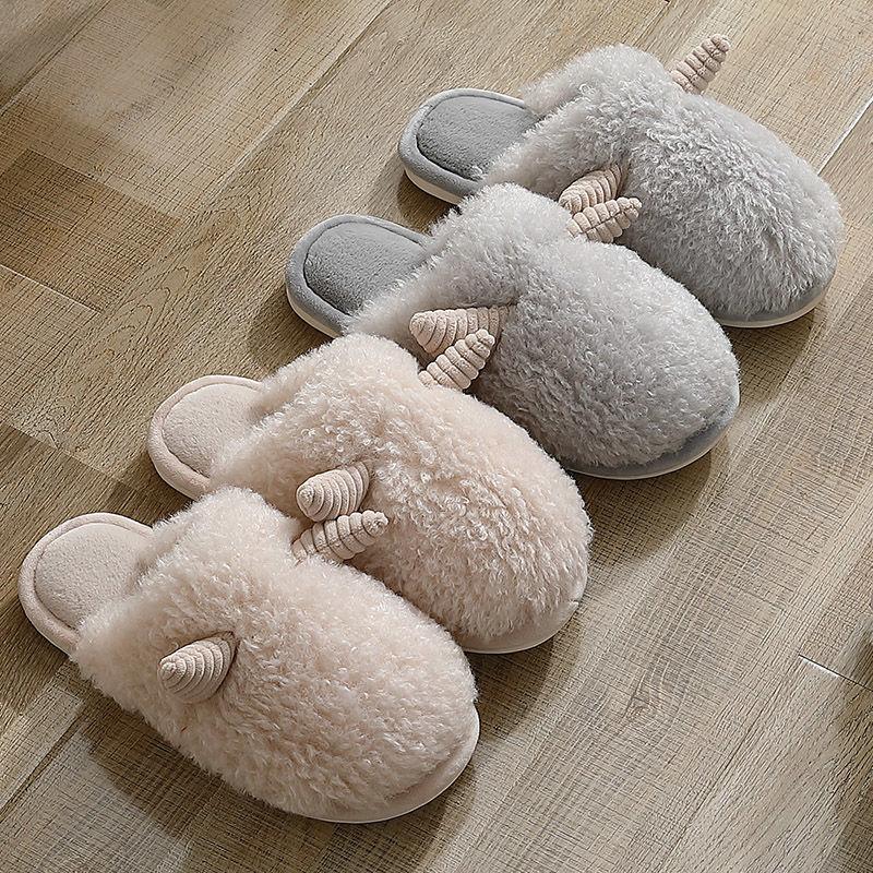 Autumn and Winter Pure Cotton Slippers Claw Design Shoes Indoor Non-slip Soft-soled Shoes Warm Simple Plush Cotton Shoes