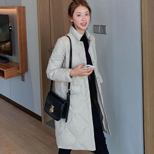 Lightweight Down Padded Jacket Women's Autumn and Winter Clothes Korean Version Was Thin Fashion Small Warm Jacket Mid-length