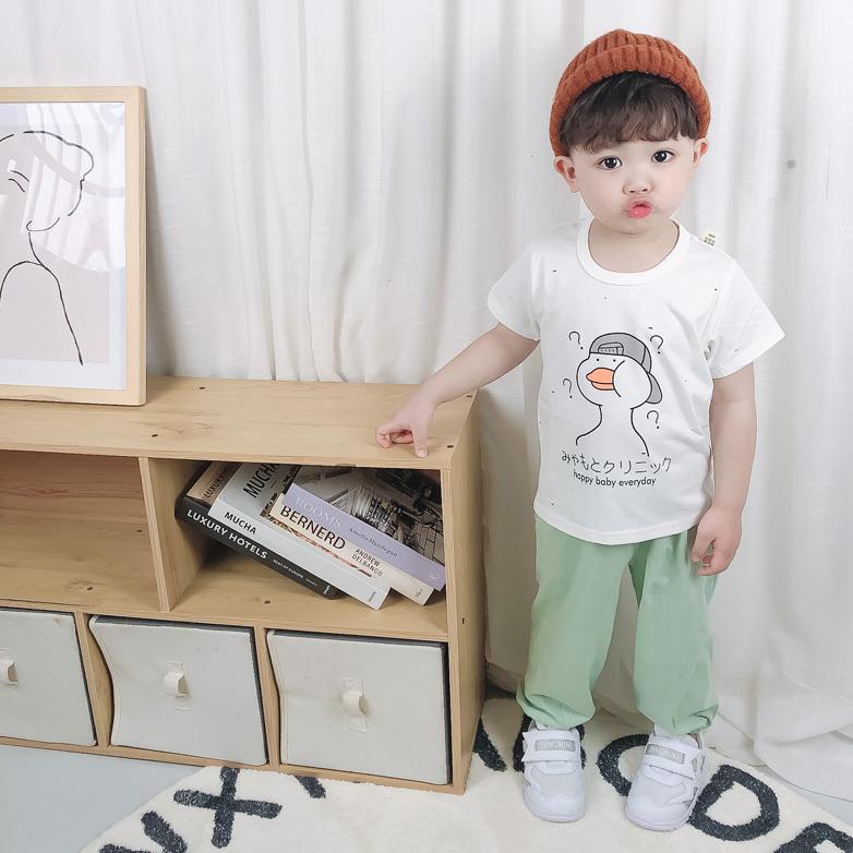 Summer Kids Cute Printing Duck T Shirts Short Sleeve Tops Korean Style O-neck Loose T Shirts for Children Girls and Boys