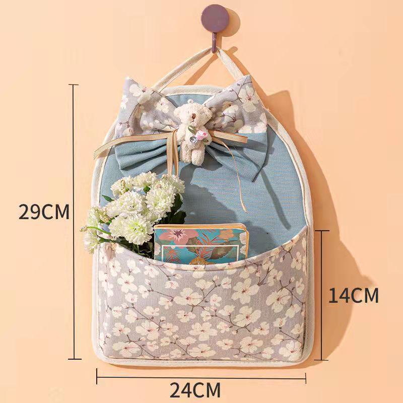 Multi-pocket Lovely Fabric Sundry Storage Bag Dormitory Door Back Wall Hanging Bag Cell Phone Key Storage Hanging Bag Home Organizer