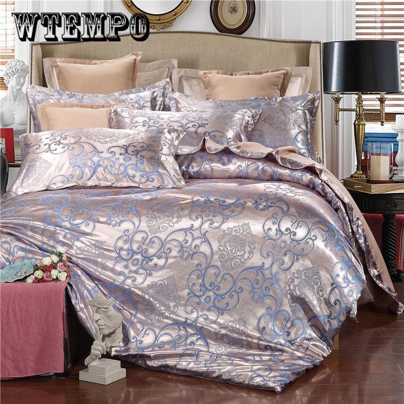 Tencel Embroidery Bedding Set Jacquard Duvet Cover Bed sheet Pillowcase Bed Linen Queen