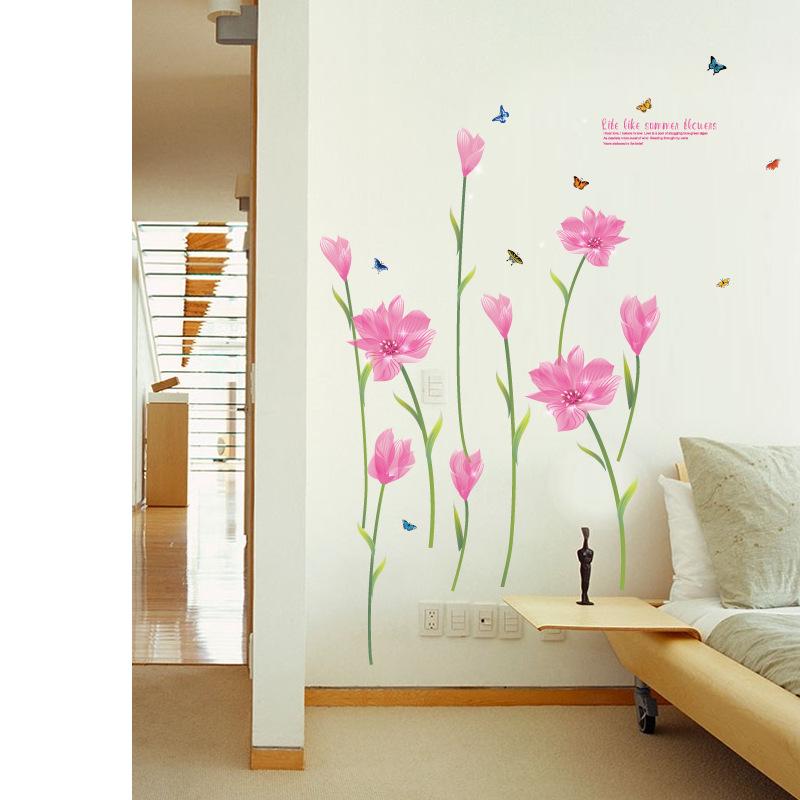 Magic Flower Living Room Bedroom Decoration Sticker Removable Waterproof Lily Wall Sticker