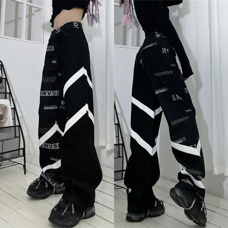 Hip-hop Personality Jeans Men and Women Spring Autumn Old Old Waist Straight Straight Loose Casual Wild Bread Pants