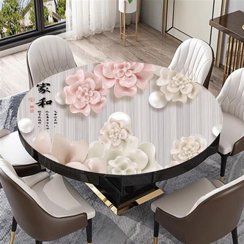 Self-adhesive Waterproof and Anti-scalding Soft Glass Table Mat Pvc Round Coffee Table Mat Tablecloth Plastic Round Table Tablecloth