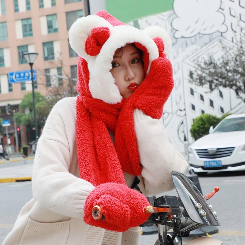 Parent-child Scarf & Hat & Gloves Women Girl Winter Warmer Fashion Cozy Soft