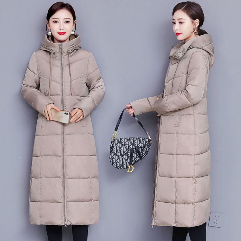 Ladies Down Hooded Cotton Jacket Winter Fashion Plus Velvet Thickening Warm Cotton Jacket Long Plus Size Slim Jacket