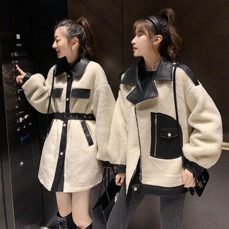 Fashion Lamb Wool Women's Coat Autumn and Winter All-match Korean Style Loose Short Fur One-piece Woolen Coat