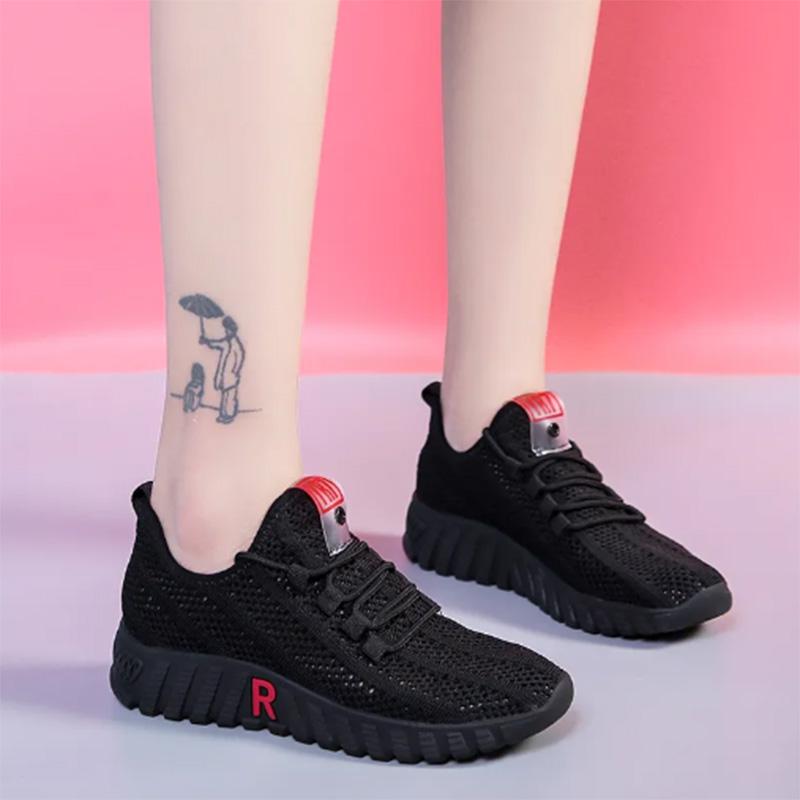 Old Beijing Cloth Shoes Women's Flat Shoes Casual Work Shoes Women's Black Soft-soled Dancing Mesh Shoes Mother Shoes Non-slip