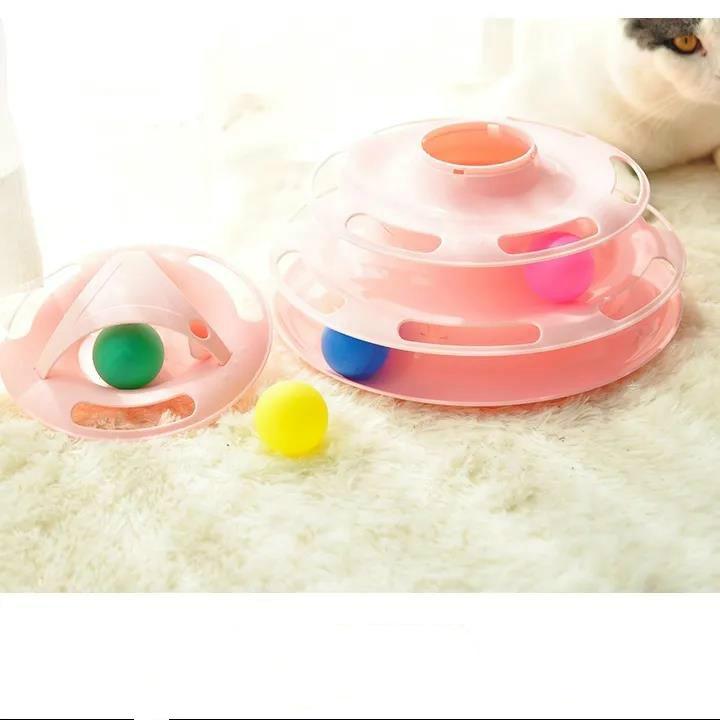 Pet Cat Toy Funny Cat Turntable Cat Supplies Pet Training Amusement Plate Interactive Toys Cat Turntable Intellectual Track Tower Funny Toy