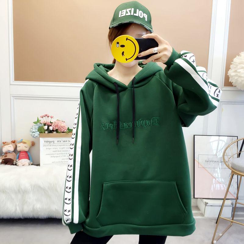 Autumn and winter sweater cotton women Sweatshirt wild large size long sleeve warm hooded Top