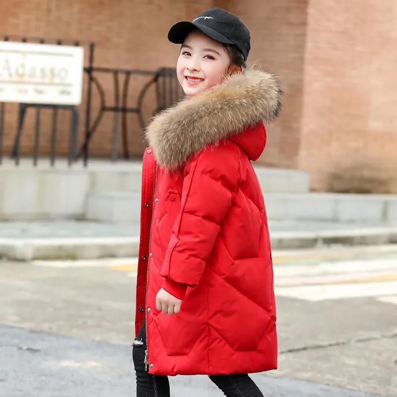 Girls' Down Jackets, Winter Jackets, Children's Clothing Jackets, 4-13 Years Old Thick Warm Clothes, Children's Fur Coats, Girls Cotton Parka Coats