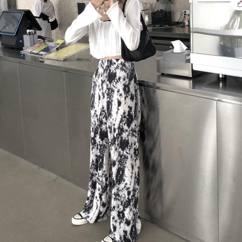 Wide Leg Pants Summer Thin Section Female Students Korean Graffiti Summer Casual Pants Women Loose Wild