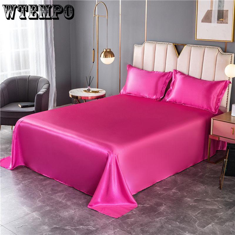 1.8m/2m Queen King Bed Sheet Summer Washable Ice Silk Sheets Silky Bedding