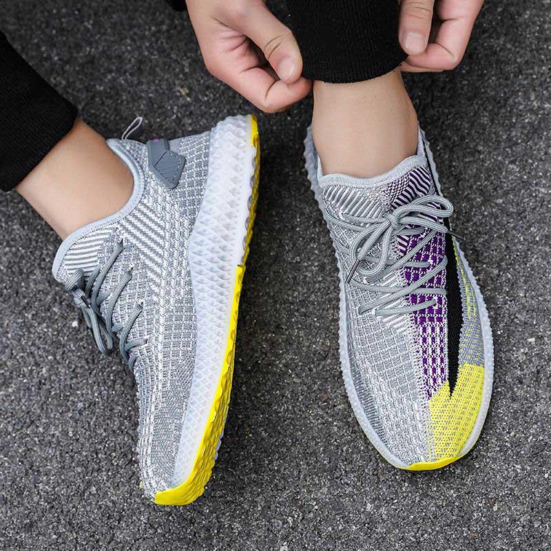 Plus Size 39-44 Summer Men Sneakers Lightweight Breathable Basketball Running Shoes Deodorant Flying Woven Mesh Black Sports Shoes