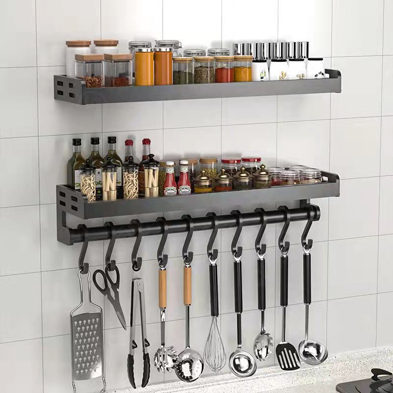 Spice Storage Rack Drain Rack Kitchen Shelf Shelves Household Dish Rack Wall Wall Oil Salt Sauce Vinegar Kitchen Organizers