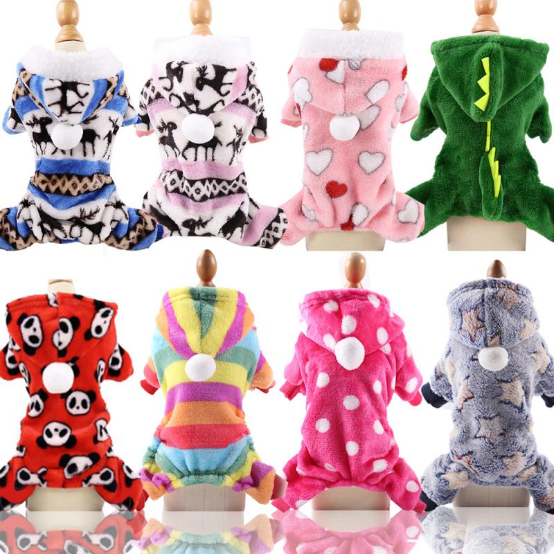 Autumn and Winter Dog Clothes Soft Fleece Dog Jumpsuit Warm Pet Pajamas Cute Cat Coat Jacket for French Bulldog Chihuahua Hoodies Clothing