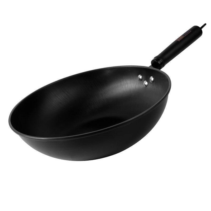 Iron Pot Household Flat-bottomed Uncoated Frying Pan Does Not Rust Large Iron Pot Gas Stove Gas Stove Pointed Bottom Pot