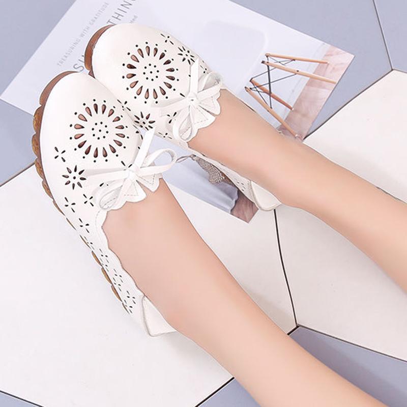 Summer Two-wear Flat Shoes Women's Loafers All-match Hollow Shoes Korean Bow Shoes