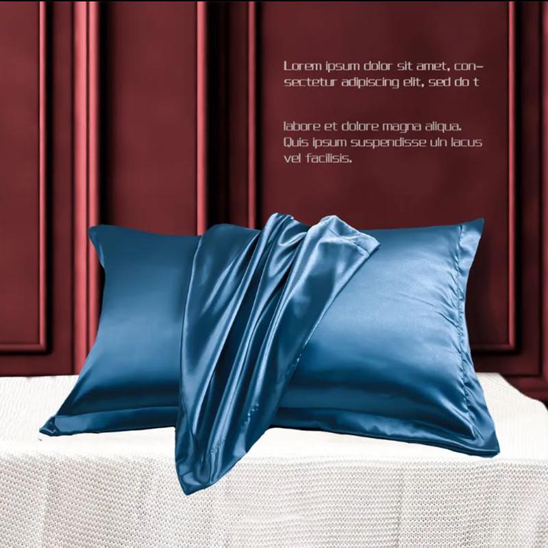 A Pair of Silk Pillowcases Skin-friendly Soft Solid Color Pillowcase 48*74cm Bedroom Double Pillowcase