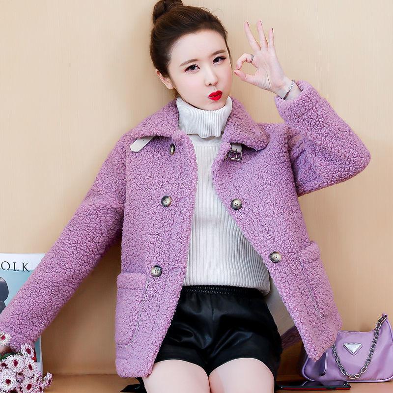 Lamb Wool Short Coat Female Autumn and Winter Korean Loose Faux Fur One-piece Lamb Wool Granular Fleece Coat