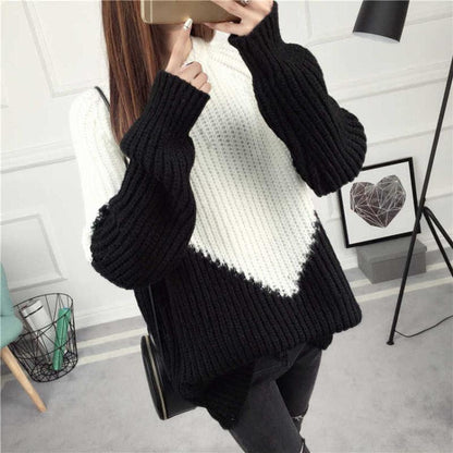 Autumn and Winter Solid Color Long-sleeved Large Size Cashmere Sweater Round Neck Sweater Female