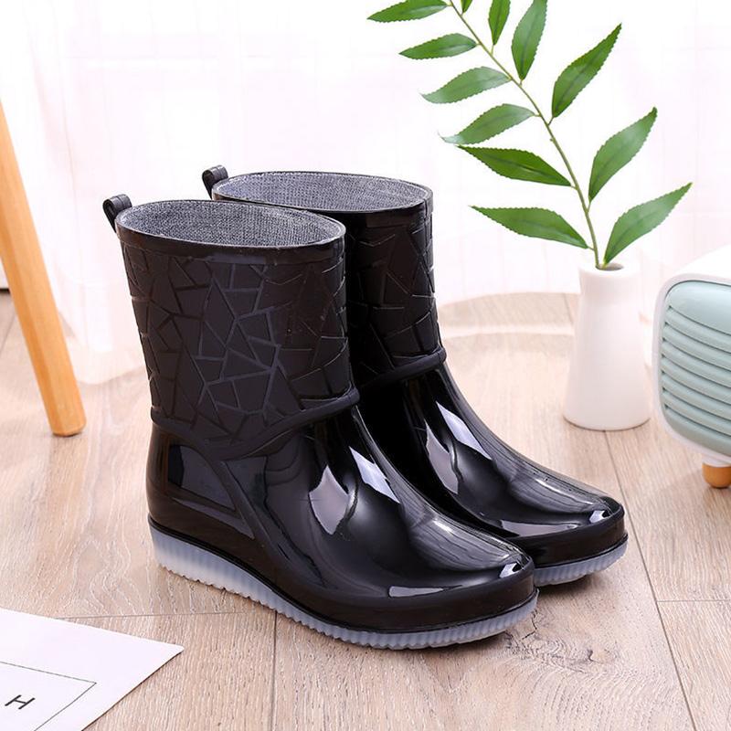 Fashion Ladies Rain Boots Insole Tube Warm Rain Boots Non-slip Thick-soled Women Water Shoes Rubber Shoes Adult Water Boots Overshoes