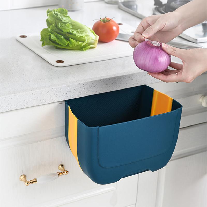 Kitchen Trash Can Hanging Household Wall-mounted Folding Storage Bin Classification Cabinet Door Kitchen Waste Garbage Bin Toilet