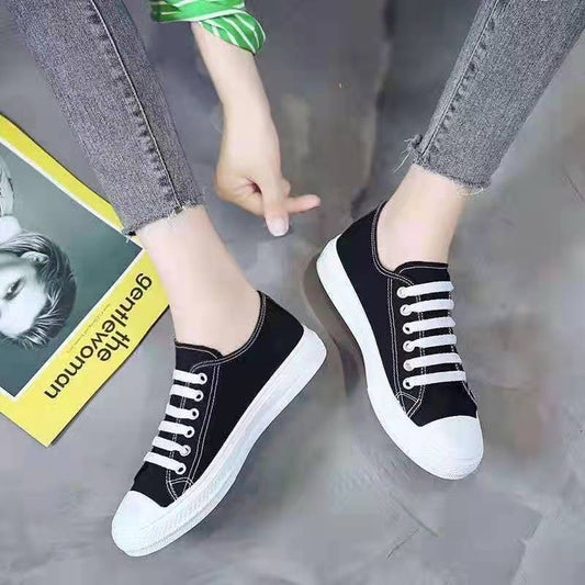 Female Spring and Autumn Canvas Shoes Student Casual Sports Shoes Korean Running Shoes Flat Biscuits