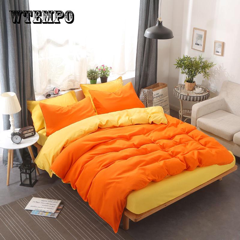 Washed Cotton Bed Sheets  Solid Color Bedding Set 4pcs Twin/full/queen Size Bedspread