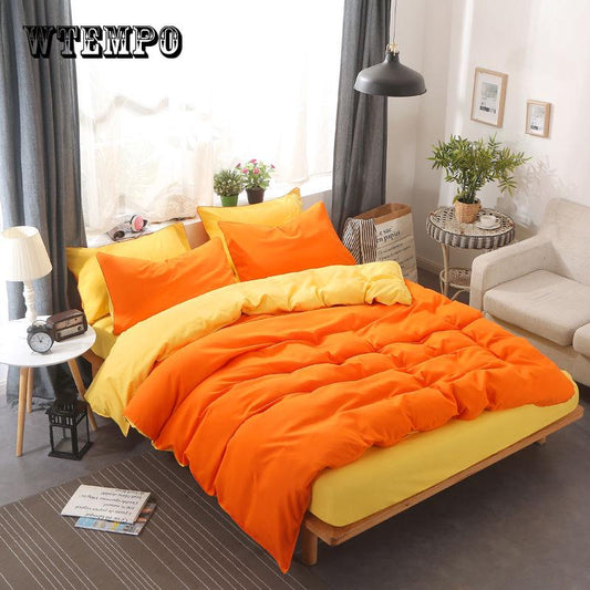 Washed Cotton Bed Sheets  Solid Color Bedding Set 4pcs Twin/full/queen Size Bedspread