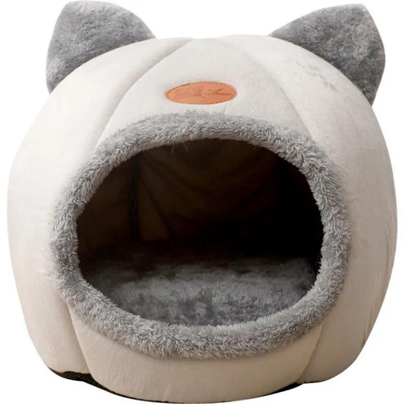 Dog Kennel Keep Warm In Winter Cat House Closed Pet Plush House Teddy Kennel Supplies Removable and Washable Pet Dogs Cat House Doggy Cushion Basket