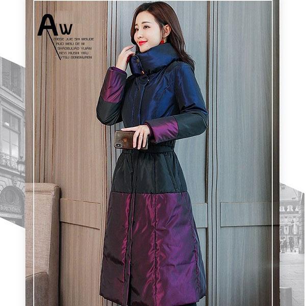 Women's Long Parka Jackets Slim Color Block Hooded Parka Coat  Plus Size Thick Warm Winter Coat  Outwear