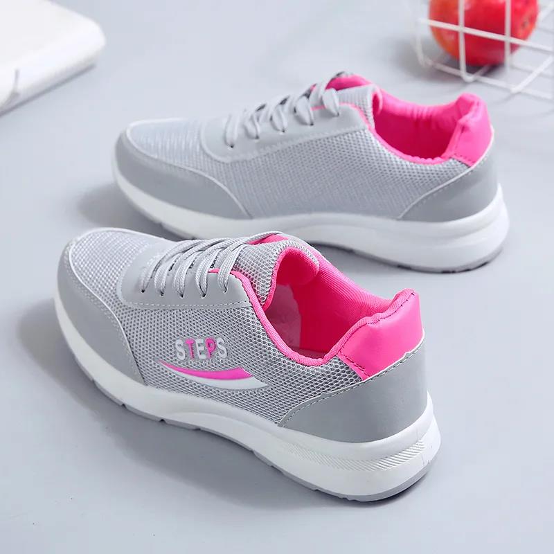 Non-slip Sneakers Women's Single Shoes Spring and Autumn All-match Thick-soled Running Shoes Breathable Ladies Casual Mesh Shoes