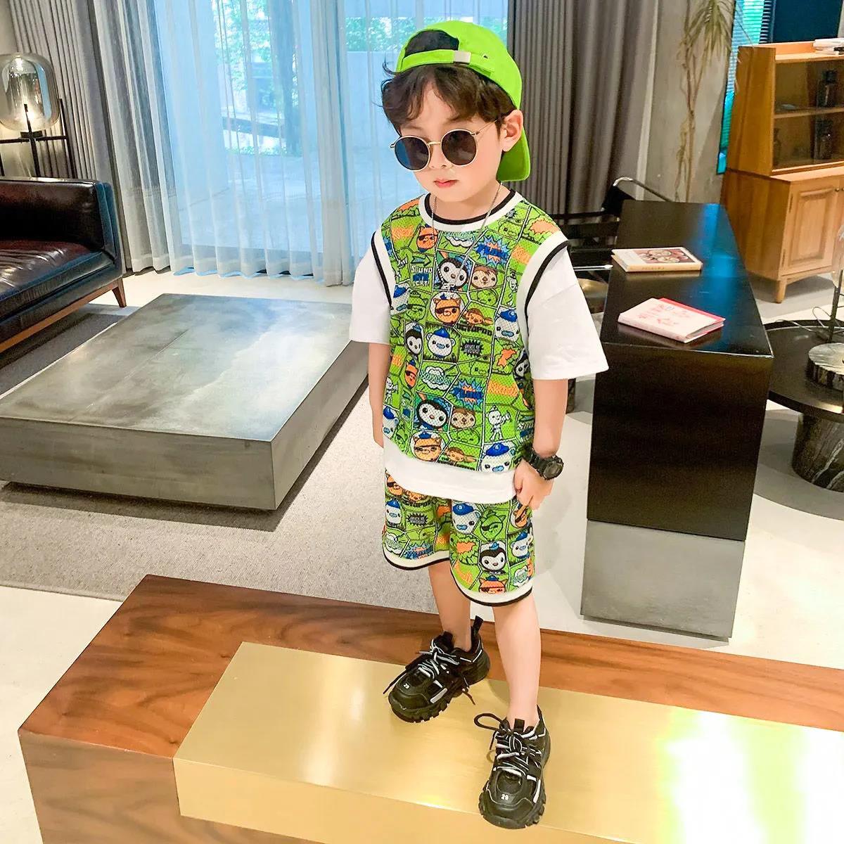 Children's Clothing Boys' Summer Suits Summer Children's Handsome Short-sleeved Sports Clothes Big Boys and Boys