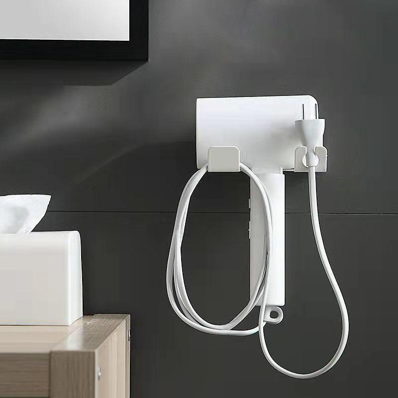 Punch-free Hair Dryer Shelf Toilet Bathroom Hair Dryer Shelf Charger Storage Shelf Carbon Steel Hooks Rails Kitchen Shelf Small Hook