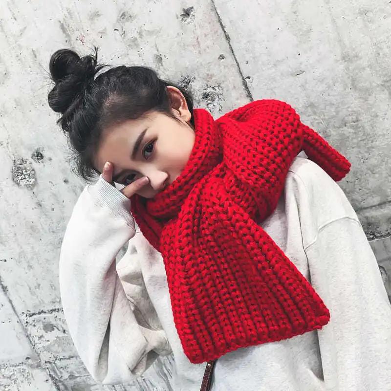 Scarves Women Knit Scarf Women Winter Warm Wraps Elegant Fashion Lady Knitted Shawls 2021 New Female Shawls