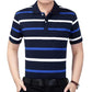 Summer Short-sleeved T-shirt Male Middle-aged Striped Dad Outfit Lapel    Shirt Loose Half-sleeved Shirt with Real Pockets